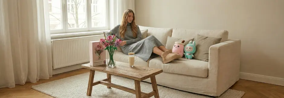 Eine Werbegrafik wo eine Kik-Einkaufstasche in der Luft schwebt vor einem blau pink schwarzen Hintergrund worauf steht: Viral auf Tiktok - Günstig bei KiK!