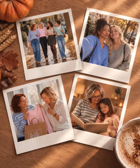 Fotocollage mit Freundinnen und Familie bei gemeinsamen Herbstmomenten