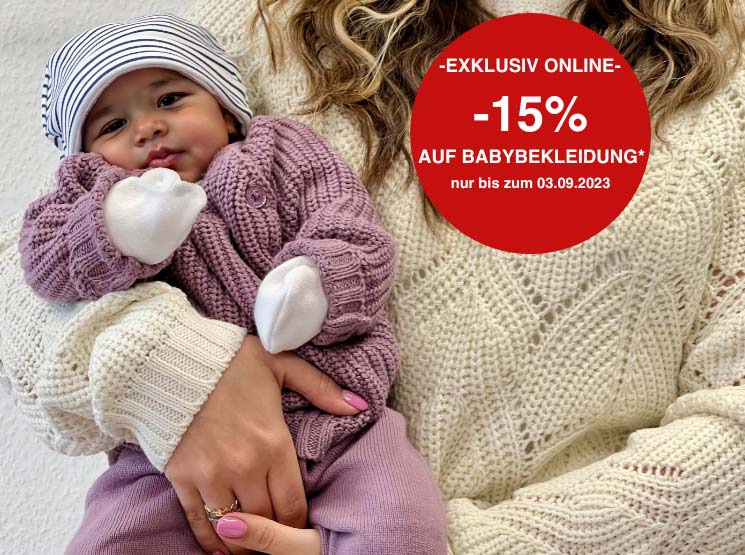 15% Rabatt auf Babybekleidung