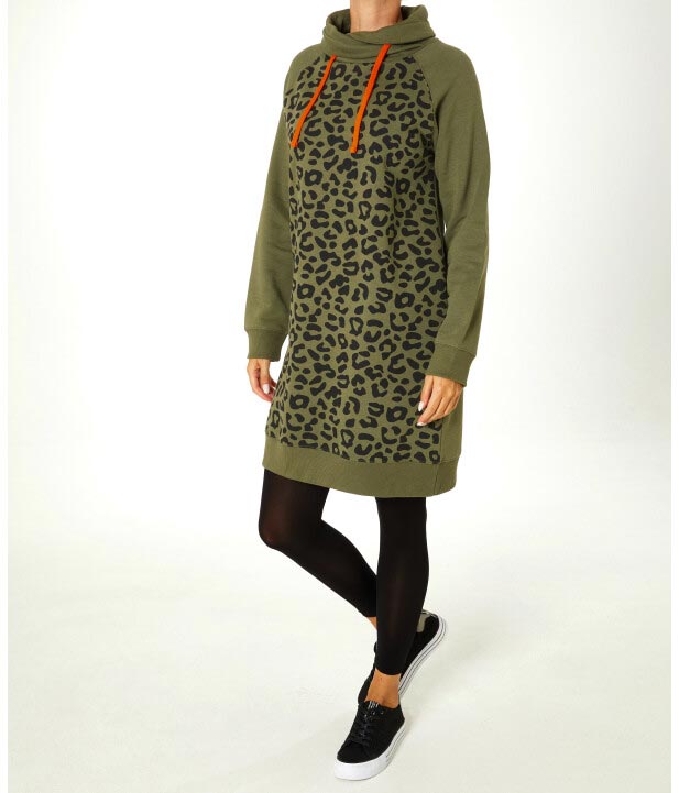 Sweatkleid mit Leoprint