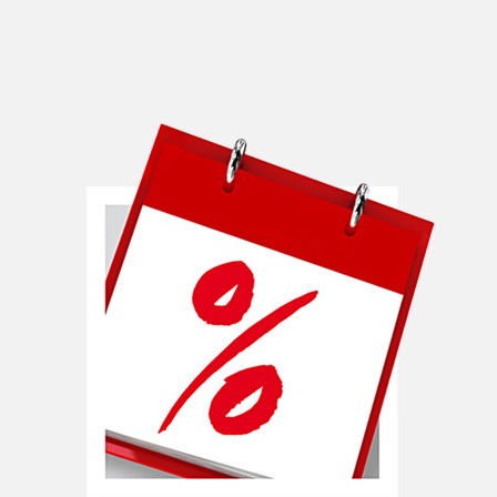 Eine Nahaufnahme eines Kalenders mit einem auffälligen roten Prozentsymbol auf der Vorderseite. Eine Nahaufnahme eines Kalenders mit einem auffälligen roten Prozentsymbol auf der Vorderseite.
